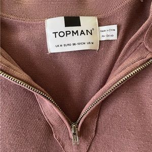 Topman knit zipper polo - M